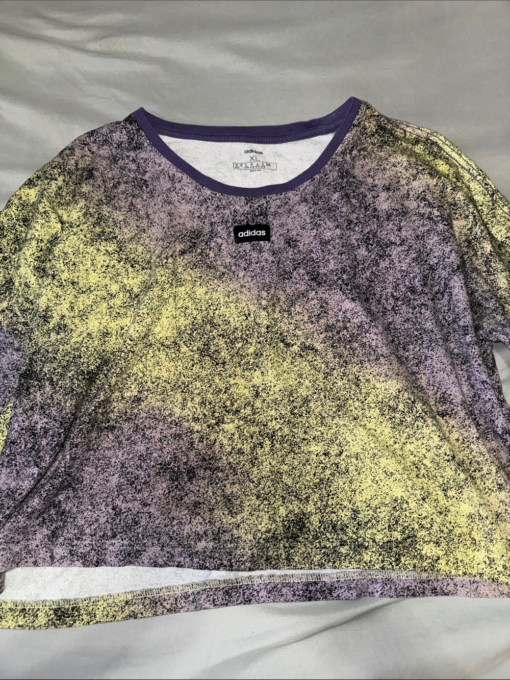 adidas Purple & Yellow Speckle Crop Top